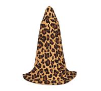 EVIUS Halloween Floor Length Hooded Cape Leopard Pattern Print Hooded Cape For Teens