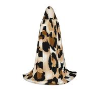 EVIUS Halloween Floor Length Hooded Cape Leopard Print Hooded Cape For Teens