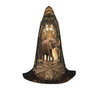 EVIUS Halloween Floor Length Hooded Cape Sculpture Elephant Print Hooded Cape For Teens