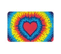 EVIUS Heart Rainbow Tie-Dyed Doormat Decorative Area Rugs, Outdoor Fun Welcome Mat, Front Doormat 60cm X 40 Cm, Personalised Decorative Rugs For Home Entrance, Staircase, Patio Entrance