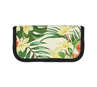 EVIUS Hojas Tropicales Y Flores Pencil Case Large Canvas Pencil Cases Big Capacity Pen Case, Cute Pencilcase Big Storage Pencil Box Portable Stationery Pencil Bag for Office Zipper Pencil Pouch