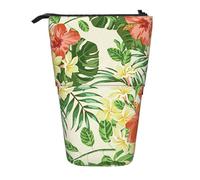 EVIUS Hojas Tropicales Y Flores Printed Pencil Case Cute, Stand Pencil Cases Holder, Pencil Case Telescopic with Zipe Pencil Case, Funny Pencil Case for Kids, Portable Standing Pen Holder