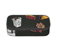 EVIUS Large Capacity Pencil Case Chicken Leg Burger Drink Print Big Pencil Pouch Portable with Zipper Compartments Storage Organizer Pencil Bags for Boys Girls Adults Teen Student Office School