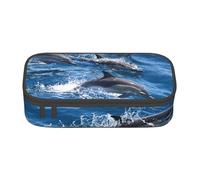 EVIUS Large Capacity Pencil Case Dolphins in The Sea Print Big Pencil Pouch Portable with Zipper Compartments Storage Organizer Pencil Bags for Boys Girls Adults Teen Student Office School