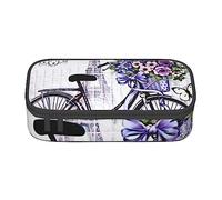 EVIUS Large Capacity Pencil Case Love On The Bike Print Big Pencil Pouch Portable with Zipper Compartments Storage Organizer Pencil Bags for Boys Girls Adults Teen Student Office School