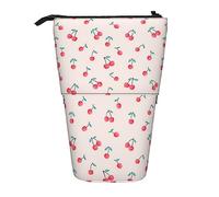 EVIUS Lovely Sweet Red Cherry Printed Pencil Case Cute, Stand Pencil Cases Holder, Pencil Case Telescopic with Zipe Pencil Case, Funny Pencil Case for Kids, Portable Standing Pen Holder