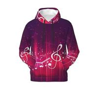 EVIUS Music Notes Prints Thick Men'S Pullover Hooded Sweatshirts,Soft Fit With Big Pockets