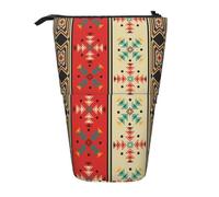 EVIUS Navaho Style Printed Pencil Case Cute, Stand Pencil Cases Holder, Pencil Case Telescopic with Zipe Pencil Case, Funny Pencil Case for Kids, Portable Standing Pen Holder