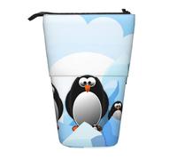 EVIUS Penguin Antarctica Ice Printed Pencil Case Cute, Stand Pencil Cases Holder, Pencil Case Telescopic with Zipe Pencil Case, Funny Pencil Case for Kids, Portable Standing Pen Holder