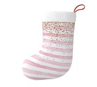 EVIUS Pink Stripe Printed Christmas Stockings For Filling As Bag Hanging Stockings For Fireplace Christmas Tree Gift Bag Candy Bag With Santa Claus