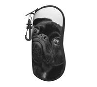 EVIUS Portable Sunglasses Case, Stylish Neoprene Zippered Glasses Pouch, Cute Black Pug Dog Print Glasses Case, For Men And Women