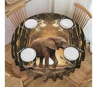 EVIUS Sculpture Elephant Print Round Tablecloth 152 Cm Wrinkle-Resistant Waterproof Table Cover For Holidays, Dining, Parties Fall, Christmas Decor Indoor Outdoor Use