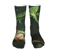 Evius Stay Stylish And Comfortable With Frog And Rain Socks For Men And Women - The Perfect Casual Mid-Calf Compression Sockings With A Trendy Fashion Print Mid-Calf Socks 40cm.
