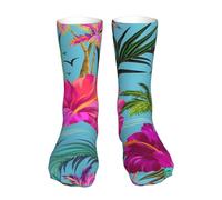 Evius Stay Stylish And Comfortable With Hello Hawaii Socks For Men And Women - The Perfect Casual Mid-Calf Compression Sockings With A Trendy Fashion Print Mid-Calf Socks 40cm.
