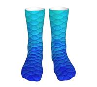 Evius Stay Stylish And Comfortable With Ocean Sea Blue Mermaid Fish Scale Socks For Men And Women - The Perfect Casual Mid-Calf Compression Sockings With A Trendy Fashion Print Mid-Calf Socks 40cm.