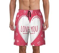 EVIUS Valentine's Heart Men's Swim Shorts Quick Dry Board Shorts Stylish Swim Trunks Elastic Waist Drawstring Lightweight Summer Casual Shorts with Pocket Holiday Suits