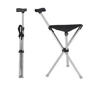 EVIYI 2-in-1 Folding Cane Seat, crutches with seat, made of stainless steel with a weight capacity of up to 150 kg, is designed to be lightweight and portable (Right-angled handle non-retractable)