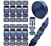 Eviznbou 10 Yards Nylon Webbing Strap, Webbing Straps for Bags with Release Plastic Buckles and Tri-Glide Slides for DIY Making Luggage Strap Backpack Webbing Repairing and Pet Collar