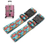 Eviznbou Luggage Strap, 2 Pieces Adjustable Suitcase Strap with Lockable Buckle, Polyester, 100-190 cm, Blitz