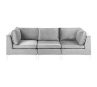 Beliani 3 Seater Modular Velvet Sofa Grey Evja, Grey