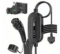 EVJUICION EV Charger Cable Type 2 to 3 Pin Plug, [10A, 2.3kW, 8M] Electric Car Charger with Holder, IP67/IP65 Type 2 Charging Cable 3 Pin with LED Indicator, for Type 2 EVs and PHEV