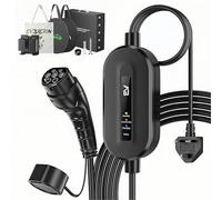 EVJUICION EV Charger Cable Type 2 to 3 Pin Plug 8M, [10A, 2.3kW] Electric Car Charger with Holder, IP67/IP65 Type 2 Charging Cable 3 Pin with LED Indicator Light, for Type 2 EVs and PHEV