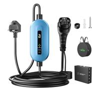 Evjuicion EV Charger Cable Type 2 to 3 Pin Plug 8M/26.2ft, [2.3kW, 10A] Electric Car Charger IP67/IP65, Type 2 Charging Cable 3 Pin with 4 LED Indicators, for Type 2 EVs and PHEVs (Blue)