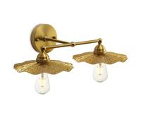 Evkcevla Gold Wall Sconce 2-Light, Modern Vintage Double Wall Light Fixture with Decorative Petal Shade, Bathroom Vanity Light for Bedroom Hallway