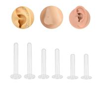 EVKILKJS 3Pair Clear Piercing Retainers,Body Piercing Jewelry for Women Men,14G 16G 18G Glass Piercing Retainers for Eyebrow, Lip,Septum, Nose, Threaded Navel Rings(3 pairs 1.2mm)