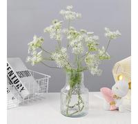 Evlasumflow 4pcs Artificial Queen Anne's Lace Flowers 20" White Fake Carrot Flower Faux Ammi Majus for Vase Bouquets Home Office Wedding Decor.(White)
