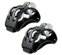 Evliery 2PCS Foot Tambourine Percussion, Musical Instrument Percussion Pedal with Steel Jingle Bells - Black Easy Install