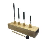 Evliery 4Pcs Accurate Frequency 128HZ 256Hz 512Hz 1024HZ Music Tuning Fork Set Music Flat Fork Measure Gauge with Hammer Durable