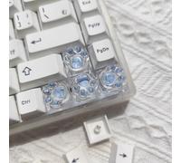 Evlkuen Cat Paw Keycaps, 4pcs Resin Artisan WASD Arrow Esc Keycap, Cute Kawaii Shine Through Keycaps (Blue)