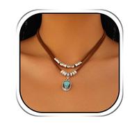 Evlry Boho Layered Turquoise Necklace Silver Beaded Choker Necklaces Accessories for Women