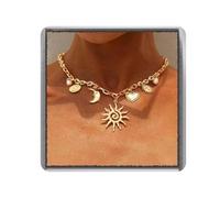 Evlry Greek Goddess Necklace Gold Sun Pendant Necklaces Moon Choker Necklace Jewelry for Women