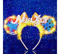 Evlry LED New Year Headband Christmas Mouse Ears Headbands Glowing Xmas Bow Hairband Led Snowflake Star Christmas Hair Accessories for Women