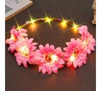 Evlry LED Sunflower Costume Headband for Women, Luminous Flower Hair Wreath, Luminous Festival Party Headpiece, Wedding Hair Accessories for Bride (Pink, One Size)