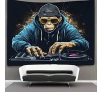 EVMILA 3D DJ Gorillas Print Wall Blanket Home Decoration Bedding Poster Wall Art Tapestry Wall Hanging Tapestry Soft Polyester for Bedroom Living Room, Dorm & Room Decor 70cmx100cm