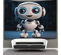 3D Little Robot Printed Wall Blanket Home Decoration Bedding Poster Wall Art Tapestry Tapestries Wall Hanging Soft Polyester for Unisex Children Bedroom/Living Room/Dorm/Curtain 70cmx100cm