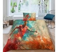 EVMILA Cristiano Ronaldo 3D Printed CR7 Comforter Covers Quilt Cover Duvet Cover for Boys Girls Soft Microfiber Bedding Set with Pillow Cases with Zipper Closure 2 Pieces Single（135x200cm）