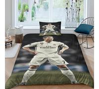 EVMILA Cristiano Ronaldo Duvet Cover for Boys Girls 3D Print CR7 Comforter Covers Quilt Cover Bedding Set Soft Microfiber with Zipper Closure with Pillow Cases 2 Pieces Single（135x200cm）