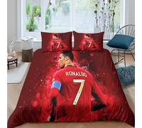 EVMILA Cristiano Ronaldo Quilt Cover for Boys Girls Comforter Covers 3D Printed CR7 Duvet Cover with Pillow Cases Soft Microfiber with Zipper Closure Bedding Set 3 Pieces Double（200x200cm）