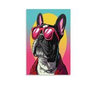 EVMILA French Bulldog Art Canvas Prints of Modern Stretched Giclee Artwork Pictures Paintings on Canvas Wall Art for Bedroom Home Office Decorations 20x30inch(50x75cm)
