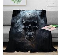 EVMILA Gothic Skull 3D Printed White Smoke Throw Bedding Blanket Soft Cozy Gifts Plush Lightweight Fluffy for Kids Teens Adults for Boys Girls All Season Couch Sofa 40x50inch(100x130cm)
