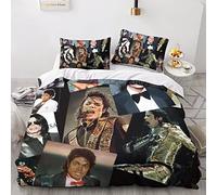 EVMILA Michael Jackson 3D Print Comforter Covers Quilt Cover Duvet Cover for Teens And Adults with Zipper Closure with Pillow Cases Soft Microfiber Bedding Set 3 Pieces Double（200x200cm）