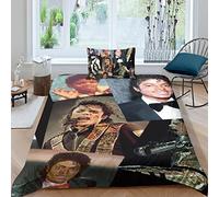 EVMILA Michael Jackson Comforter Covers Quilt Cover 3D Printed Duvet Cover for Boys Girls Soft Microfiber Bedding Set with Zipper Closure with Pillow Cases 2 Pieces Single(135x200cm)
