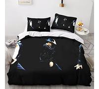 EVMILA Michael Jackson Quilt Cover Duvet Cover Comforter Covers for Boys Girls 3D Print with Zipper Closure Soft Microfiber Bedding Set with Pillow Cases 3 Pieces Double（200x200cm）