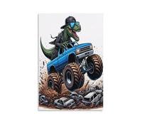 EVMILA Monster Trucks Art - The Canvas Prints of Reproduction Artwork Pictures on Dinosaurs Canvas Wall Art for Home Office Decorations 16x24inch(40x60cm)