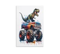 EVMILA Monster Trucks Art - The Canvas Prints of Reproduction Artwork Pictures on Dinosaurs Canvas Wall Art for Home Office Decorations 08x12inch(20x30cm)