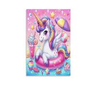 EVMILA My Little Pony Art Canvas Prints of Modern Stretched Giclee Artwork Pictures Paintings on Rainbow Unicorn Canvas Wall Art for Bedroom Home Office Decorations 16x24inch(40x60cm)